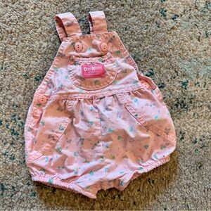 Vintage Osh Kosh B’gosh Girl's Overalls Shortalls 3-6 mo. Floral Bubble vestbak